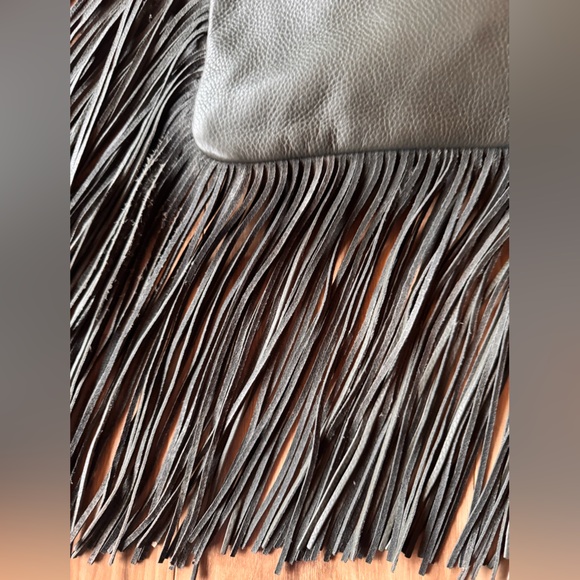 HOBO Gray Leather Stevie Fringe Clutch - Picture 7 of 13